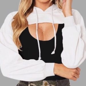 Open Bust Cropped Hoodie